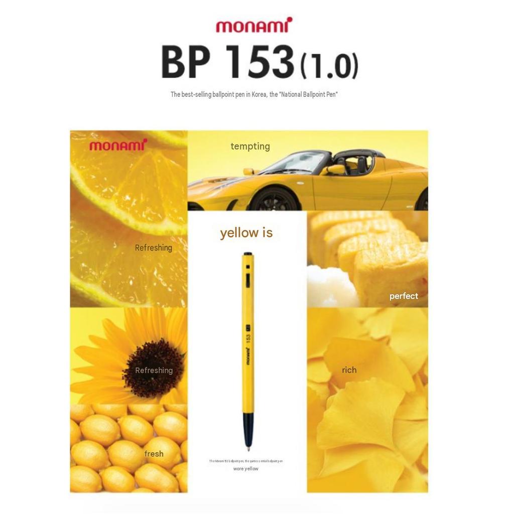 Monami 153 Ballpoint Pen 1.0mm Bold (12pcs/1 Set) 3 Colors/ Back To School College Student Pen Smooth Writing K-Stationery