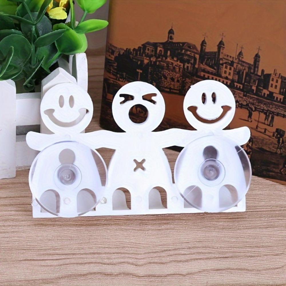 1pc Cute Cartoon Smile Face Toothbrush Holder, Wall-Mounted Suction Cup Bathroom Organizer, Non-Scented Plastic Bathroom Accessory