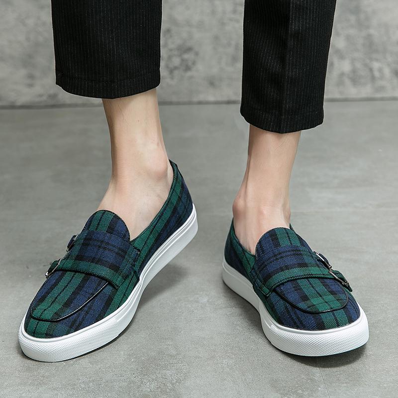 Fashion New Mens Stripe Suede Leather Designer Shoes Plaid Fashion Casual Flat Bottom Sneakers Luxury Brand Shoes Men Loafers Shoes Male