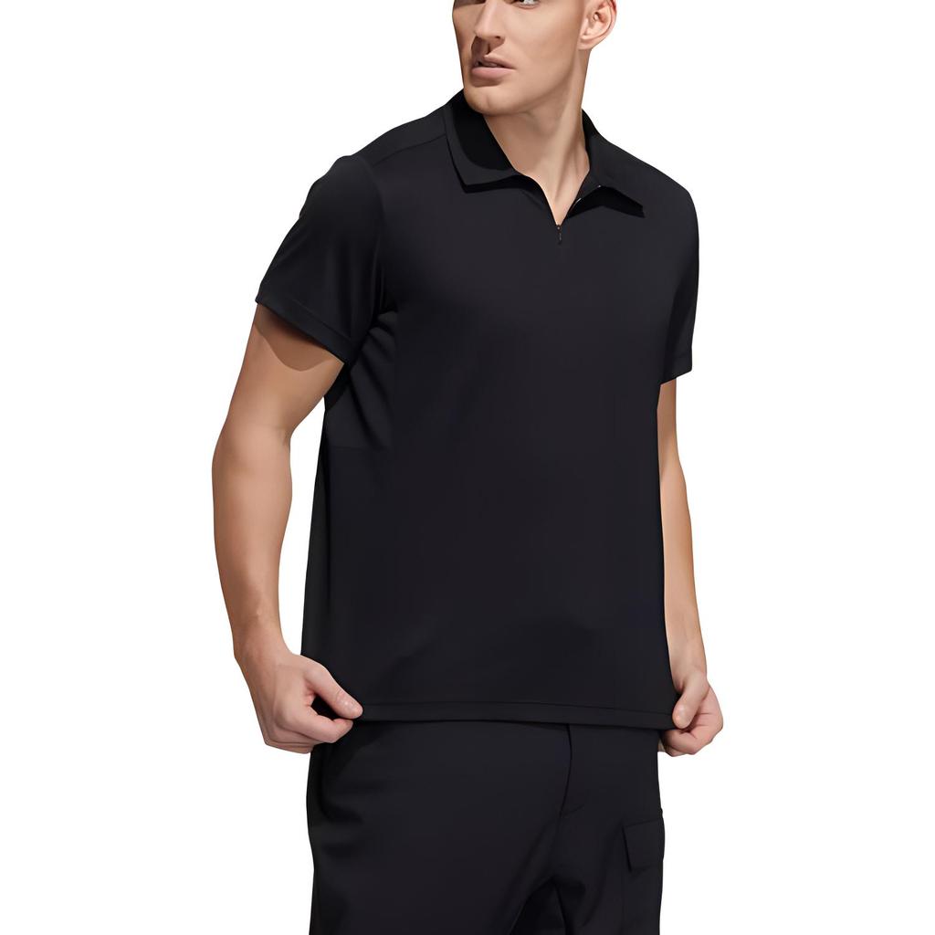 Adidas Solid Color Comfortable Breathable Casual Polo Shirt Men Tops Black H13836