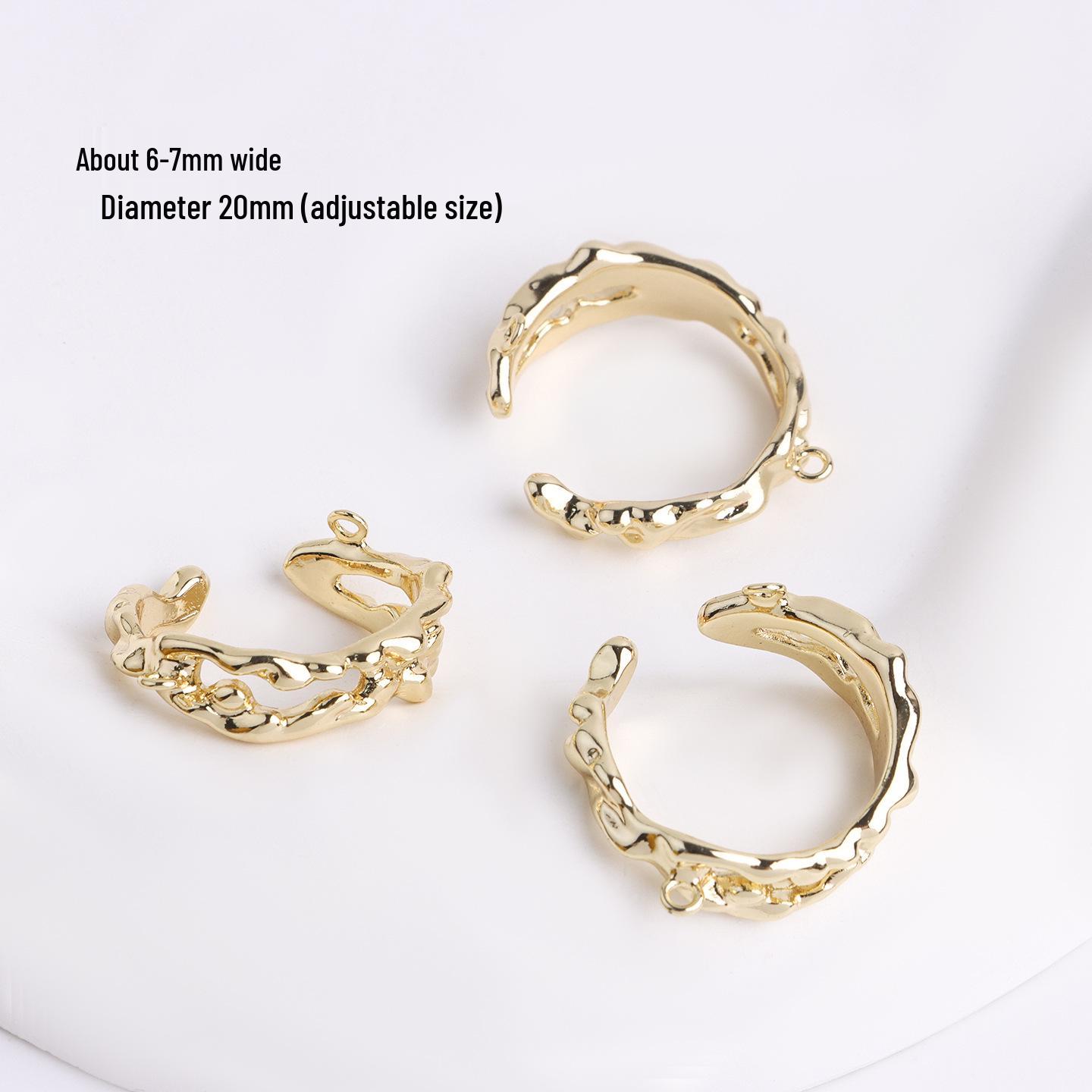 14K Gold-Plated Adjustable Lava Pearl Open Ring A54