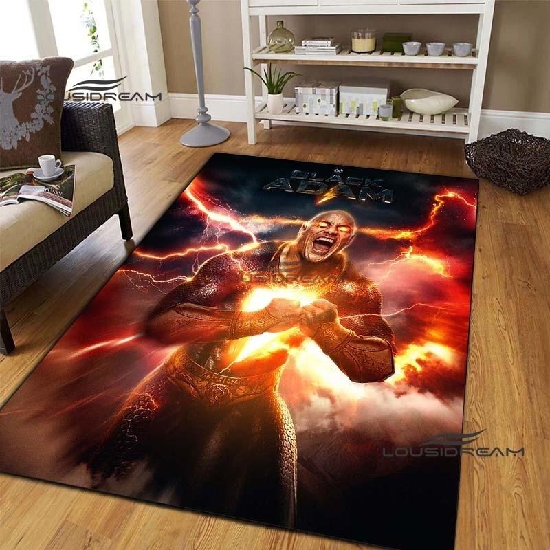 Dwayne Johnson Movie Carpets and Rug Black Adam Carpet Floor Mat Living Room Bedroom Large Area Soft Carpet Kids Room Rug
