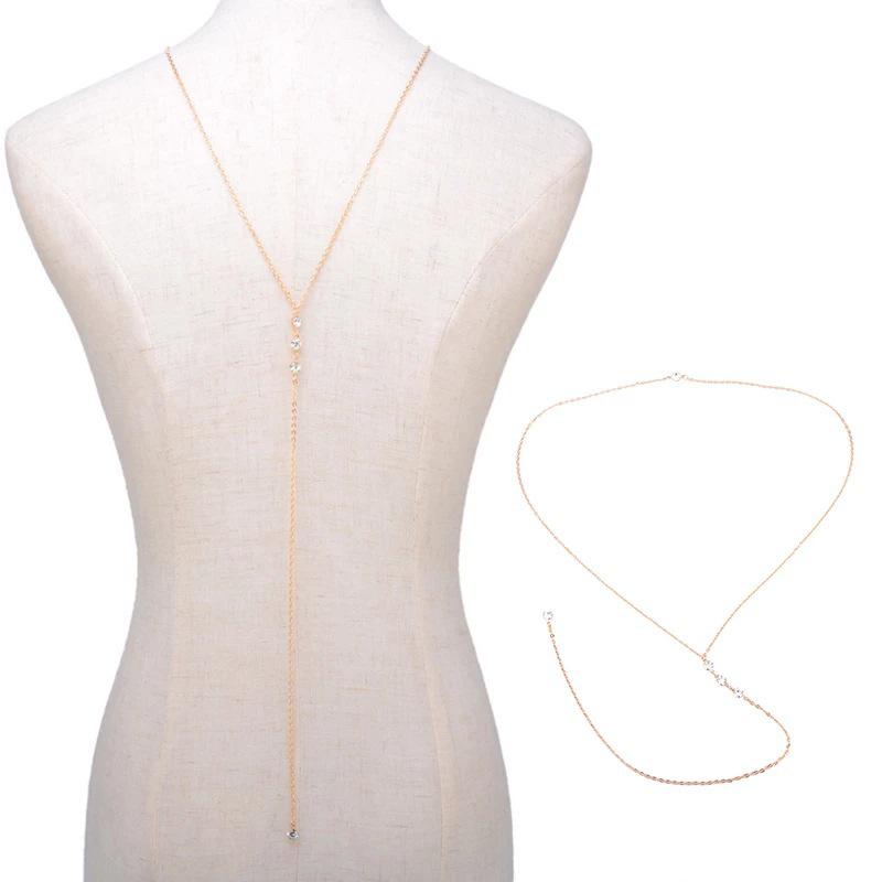 Exquisite Strass Rückenfreie Körperkette Halskette für Frauen