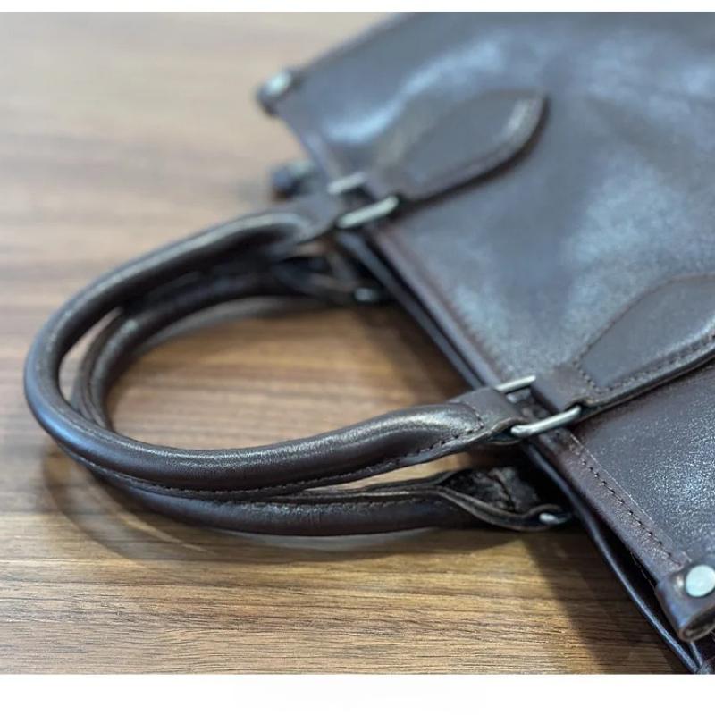 Johnature Bolsa de Couro Genuíno Para Mulheres Grande Capacidade Retro Cor Sólida Bolsa de Mão para Trabalho