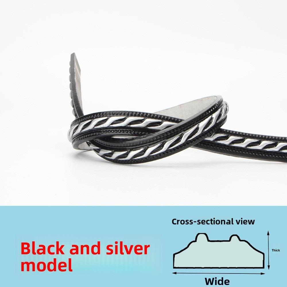 1mx12mm Wall Decorative Line Faux Embossed Self-adhesive Home Decorative Trim Waterproof 3D Ceiling Baseboard