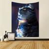 Iridescent Cat Tapestry Vibrant Feline Wall Art for Bedroom or Living Room Large Decorative Hanging Add Magical Glow