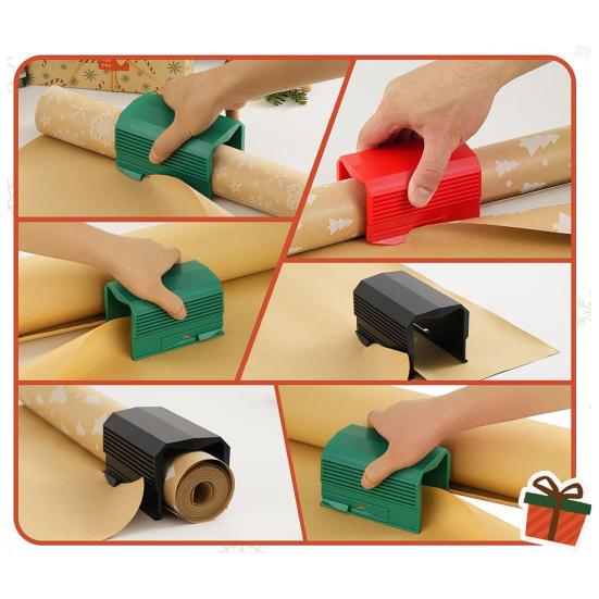 Christmas Wrapping Paper Trimmer Easy Cutting Gift Packaging Paper Slider Tool with Anti-Slip Design