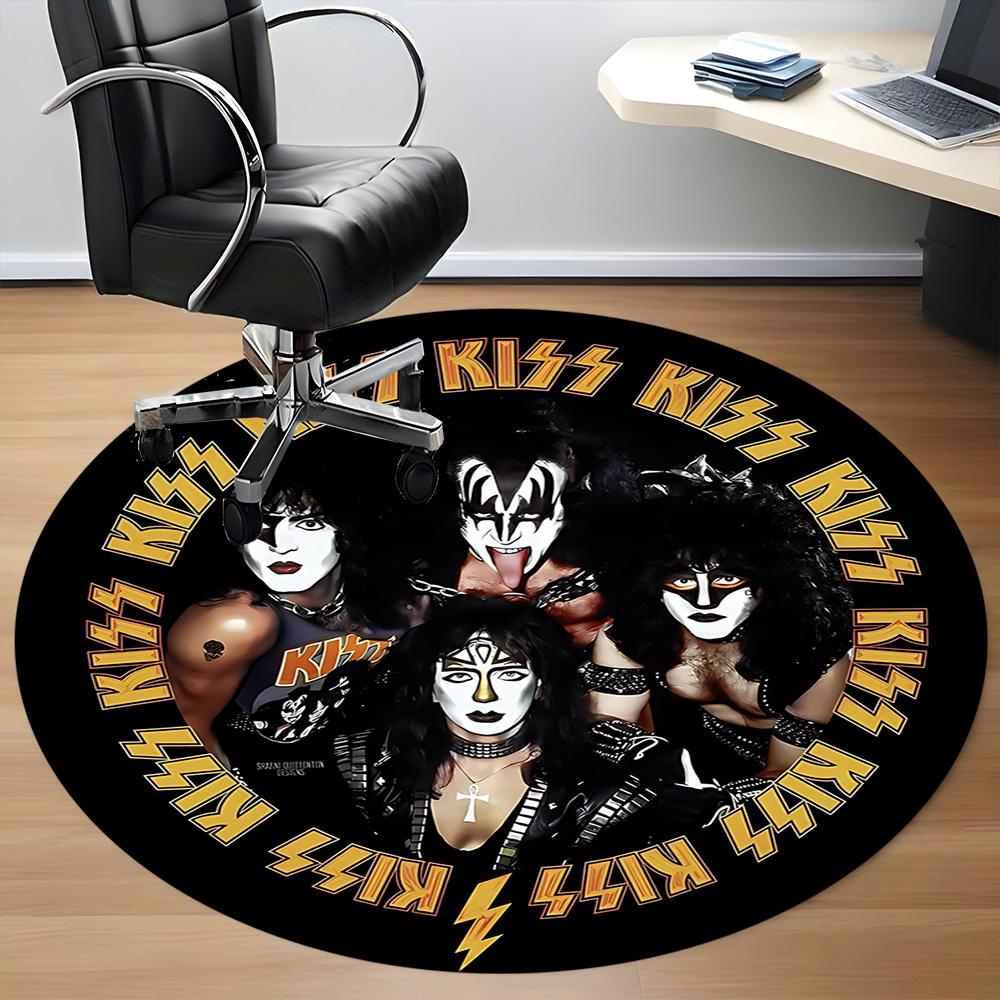 1 Stück KISS Band Büro Runder Teppich, Unter Bürostühlen Schlafzimmer Wohnzimmer Heimdekoration a1016295
