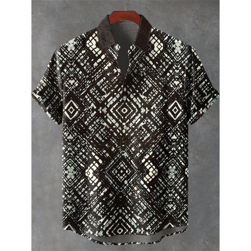 Men's Linen 80% Shirt Vintage Short Sleeve Fashion Tops Summer Casual Ethnic Clothing Shirt Men's Street Shirt