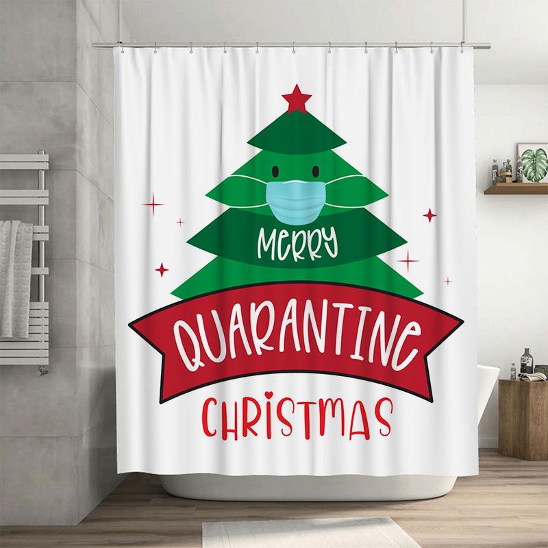 

Tu Christmas Shower Curtain Festive Holiday Decor Waterproof Bathroom Set Modern Farmhouse Style Backdrop Home Decor W60H190(CM)-1 Pcs