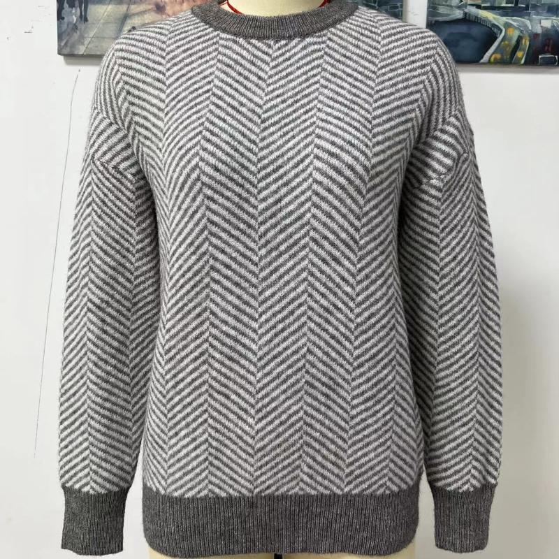 

IHUASU Женский осенне-зимний полосатый модный свитер с длинным рукавом и круглым вырезом, свободный трикотажный свитер в стиле пэчворк XL серый