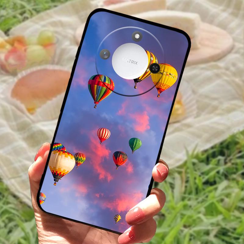 For Huawei Honor X60 Case Flowers Painted Cover Black Silicone Soft TPU Phone Case For Honor X60 Protective Shell Bumper