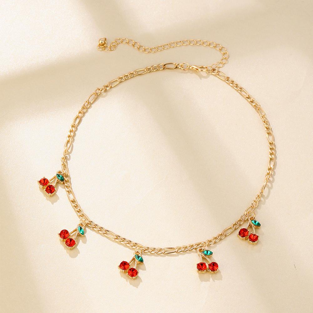 Design Cherry Elegant Pendant Necklace And Bracelet Set With Modern Alluring Alloy Finish