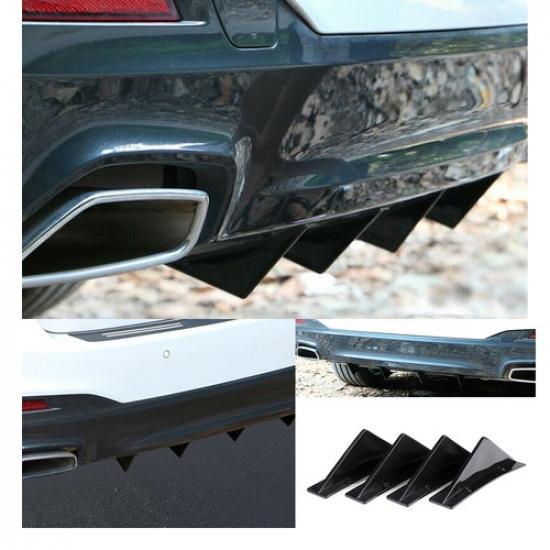 Glossy Black Rear Spoiler Lip Bumper Splitter Diffuser Universal Body Kit 4x