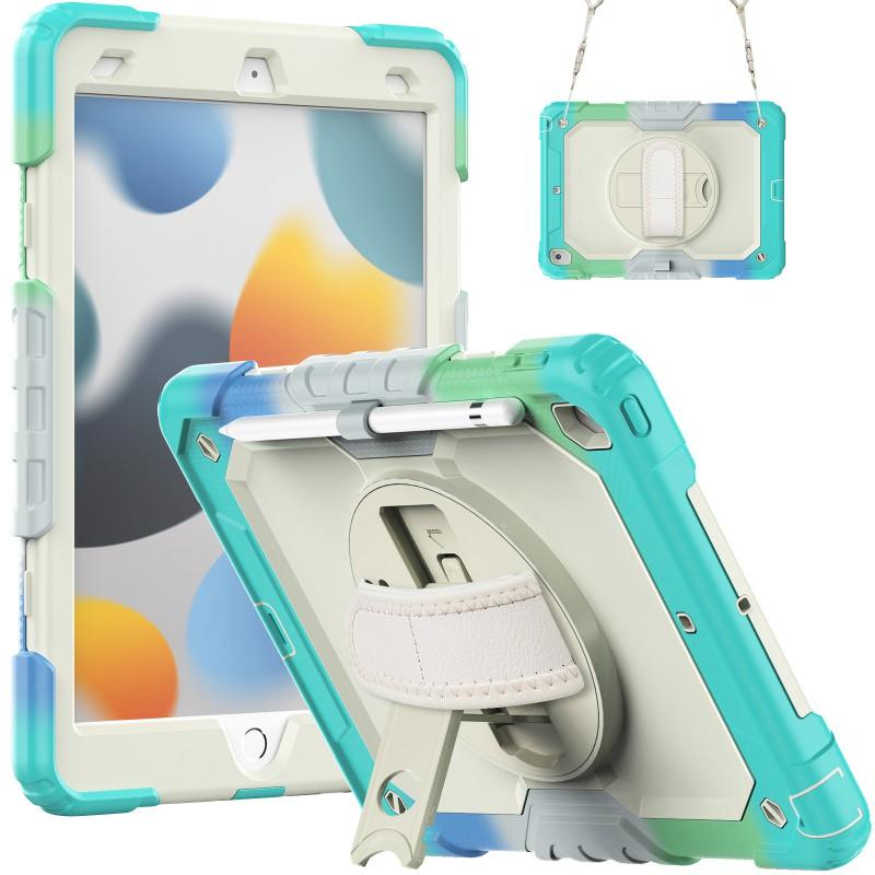 IPad 9th 10.2 Case 7/8th Gen Cover Camo SiliconePC Shockproof Sleeve With Wrist Strap