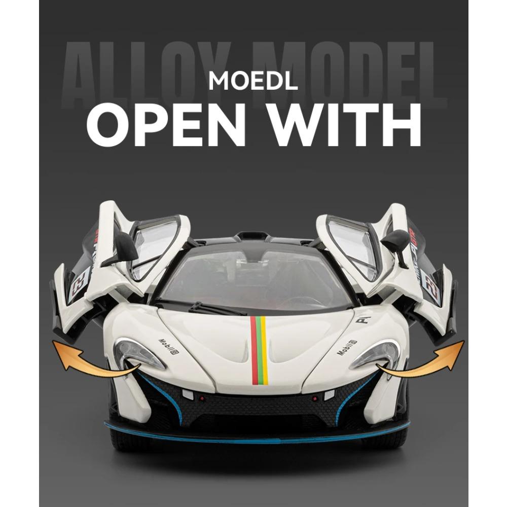 1/24 McLaren P1 GTR Supercar Alloy Diecast Model Car Sound and Light Pull Back Children's Toy Car Classic Ornaments Collection