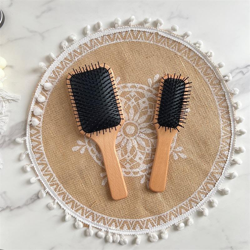 Manufacturer Beech Wood Anti-Static Hairbrush Detangle Brush Scalp Massage Comb Paddle Air Cushion Styling Tools for Women Men