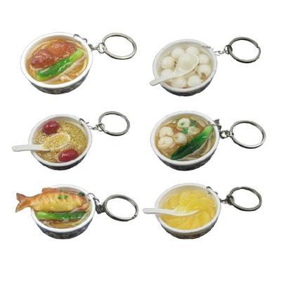 6Pcs Food Model Keychains For Key Decoration and Themed Party Accessory, Miniature Food Props Simulation Food Keychain