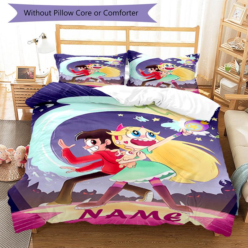 3pcs Custom Name Star Butterfly Bedding Set Duvet Cover Closure Includes 1 Duvet Cover & 2 Pillowcases, Soft and Comfortable for All Seasons.