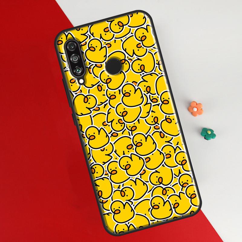 Kwaii gelbe Ente Abdeckung für Huawei P30 Pro P50 P20 P40 Lite P Smart 2021 Nova 5T Fall für Honor 50 8X 10i