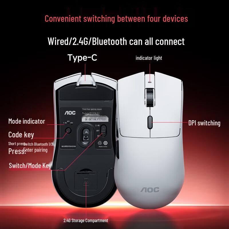 AOC GM230 Tri-Mode RGB Gaming Mouse