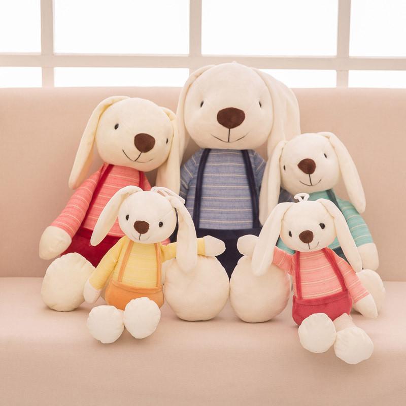 Cartoon Long Cuddly Eared Bunny Plush Toy Vest Stuffed Animal Doll Kids Gift
