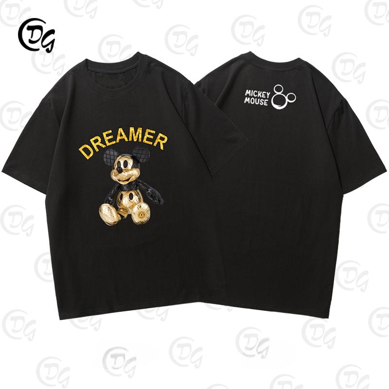 

Disney Микки Минни милый принт лето 100% хлопок детская футболка Y2K для улицы и отдыха удобная одежда для родителей и детей 4XL