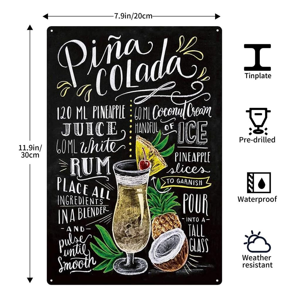 Mfoever Putuo Decor Cocktail Tin Sign Plaque Metal Plate Vintage Posters Wall Art Decoration for Bar Pub Club Man Cave Iron Painting