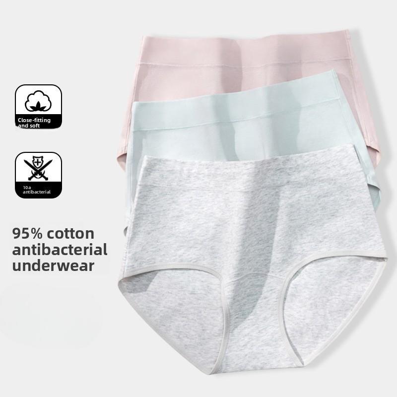 Plus Size Women's Cotton Extended Crotch Comfortable Breathable Belly Triangle Briefs