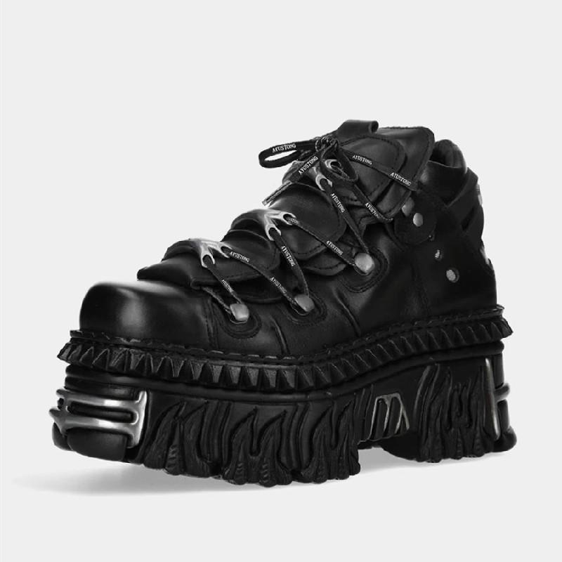 

Женские ботильоны с металлическим декором в стиле панк, черные туфли на платформе со шнуровкой, женские мотоциклетные ботинки со шнуровкой в британском стиле, классные 35 чёрный