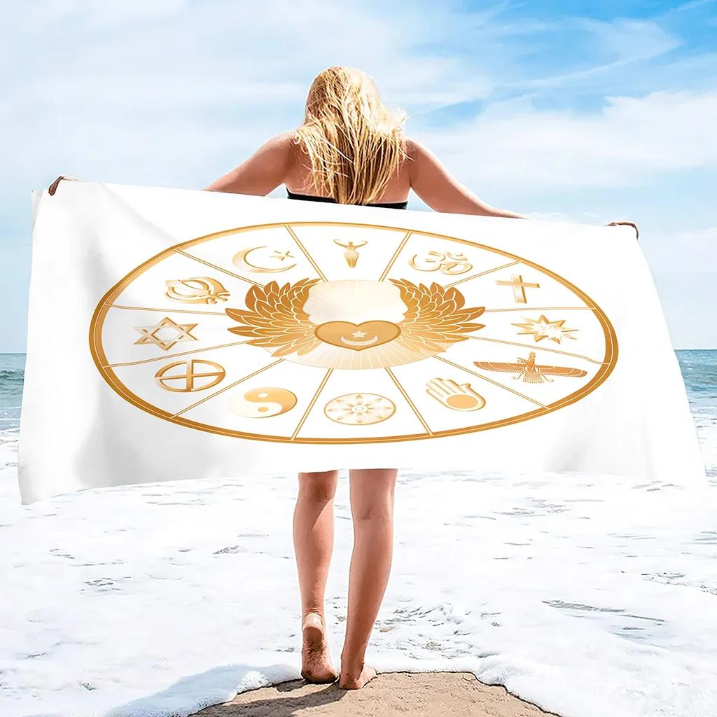 Christianity Buddhism Large Beach Towel Lightweight Pool Towels Quick Dry Bath Towel Ultra Soft Super Water Absorbent Pool Throw