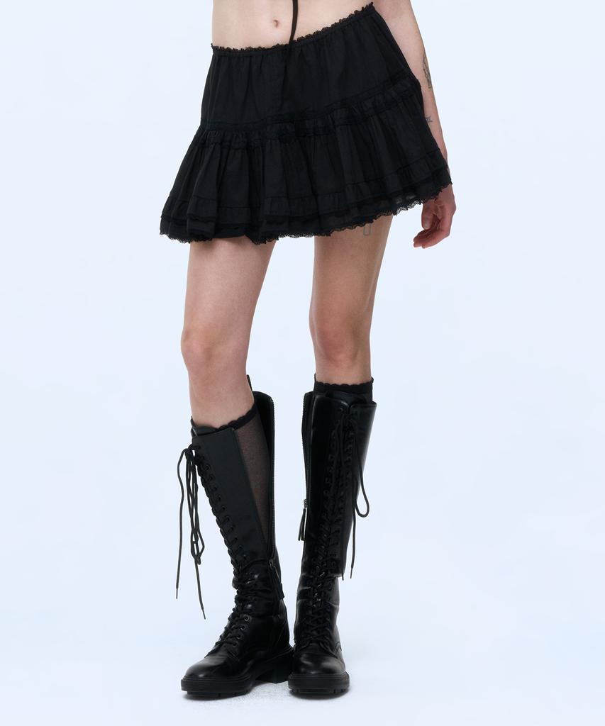 Instant Punk Cotton Lace Mini Skirt - Black