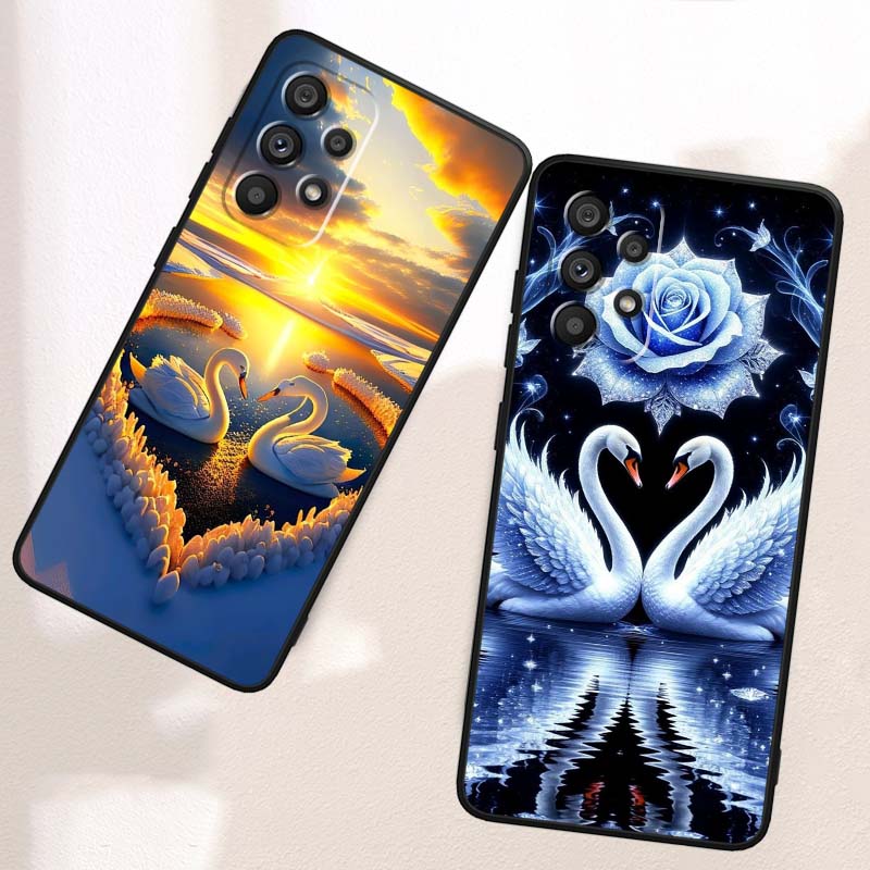 Cartoon Anime Duck Pattern For Samsung A73 A72 A71 A55 A54 A53 A52 A51 A13 A22 A16 A15 A12 A14 A26 A07 5G Black Phone Case