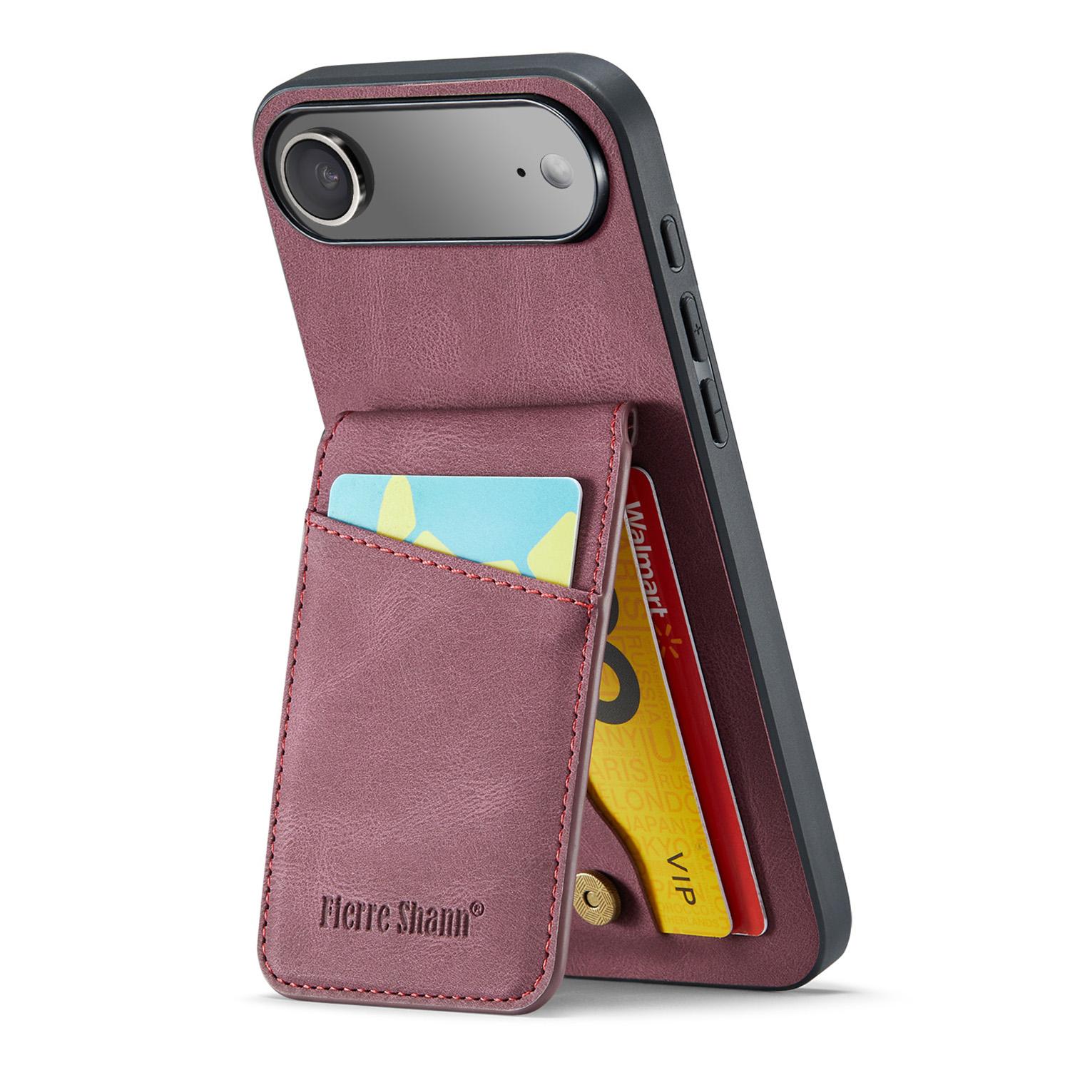 

FIERRE SHANN 023 For iPhone Air Case Card Holder Kickstand Leather RFID Blocking Back Cover