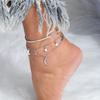 New Silver Color Anklets for Women Girls Multiple Layers Moon Star Ankle Bracelet Chain Foot Jewelry Gift