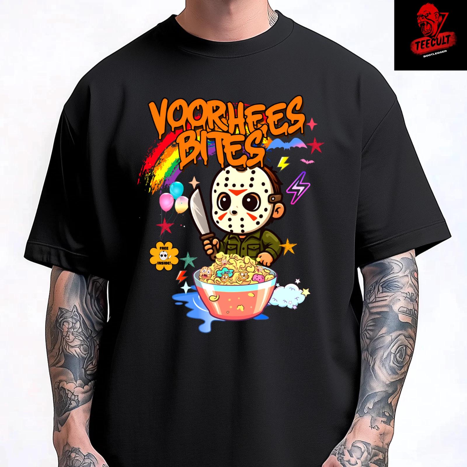 Men s and Women s T-shirts Killer Cereal Jason Voorhees Bites Funny Horror Unisex L