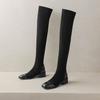 Krazing Pot Flock Autumn Winter Shoes Thick Heels Size 43 Long Boots Apricot Patch Work Stretch Over-the-knee Boots