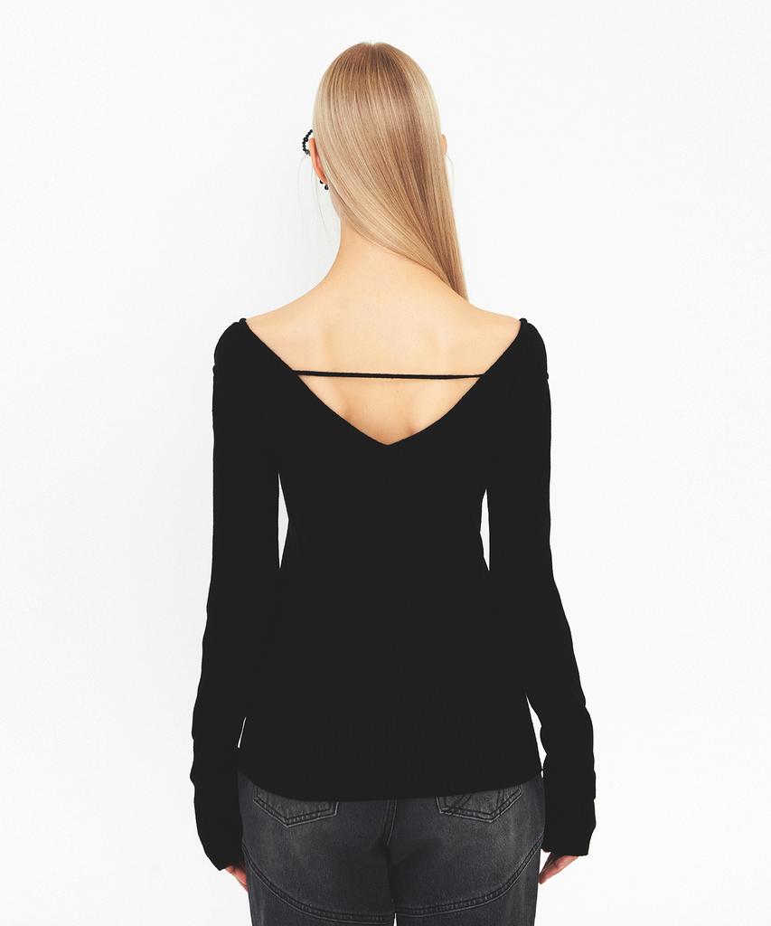 Daiaegeuneol V Neck Strap Knit (Black)