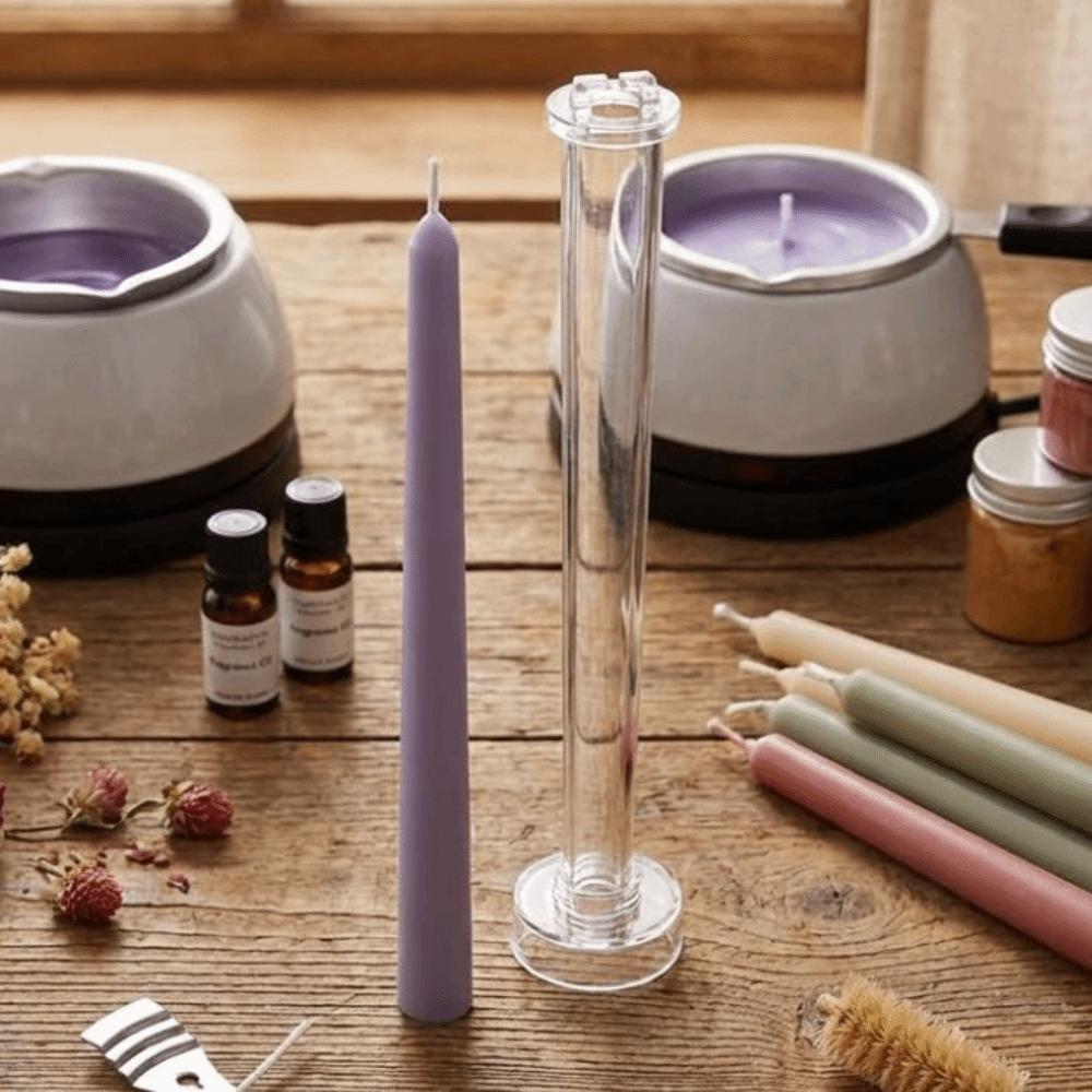 Plastic Long Pole Candle Mold Handmade DIY Craft Taper Candle Mold Transparent with Base DIY Candle Mould Valentine's Day