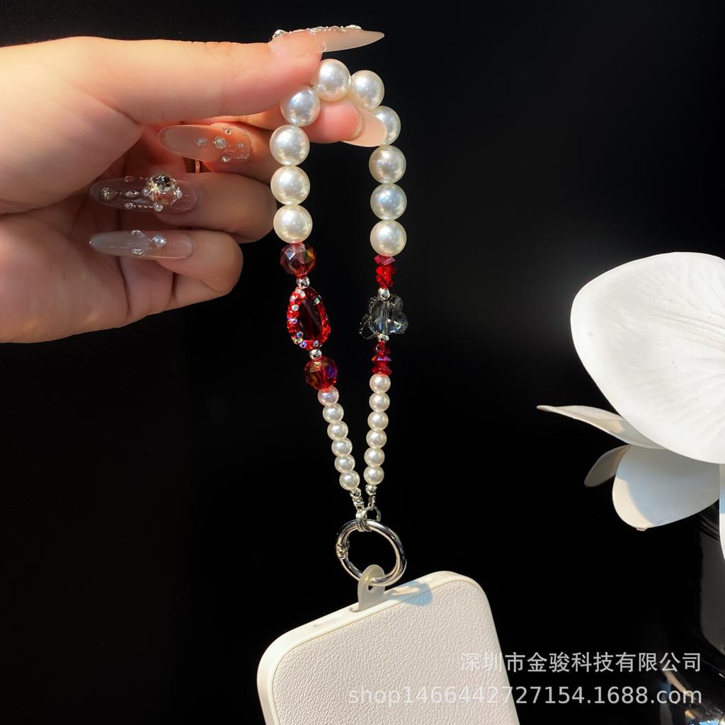 Heavy Craft Inlaid Zirconia Phone Chain Beaded High-end Crystal Bead Hand Chain New Keychain Pendant Wholesale