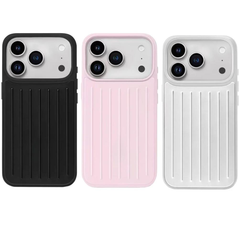 Business 3D Aluminum Alloy Corrugated Stripe Stylish Case For IPhone 17 Pro Max 16 15 14 13 Advanced Minimalist Solid Color Sle Luggage Non-Slip Cover
