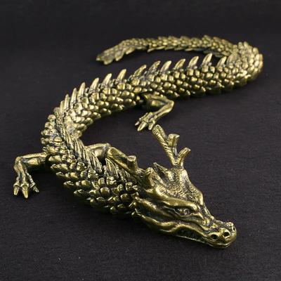 Antique Brass Chinese Dragon Ornament 3D Stereoscopic Metal Desk Decoration EDC Play with Your Hands Copper Figurines