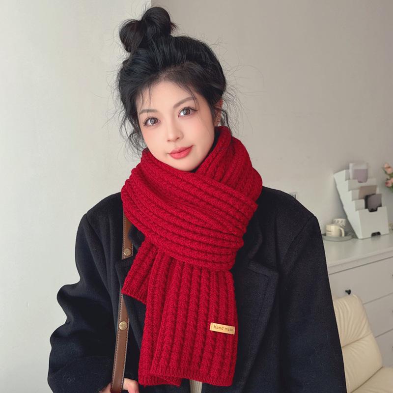 

Красный шарф женский зимний новый осенне-зимний атмосферный высококлассный рождественский новый шарф теплый и более толстый