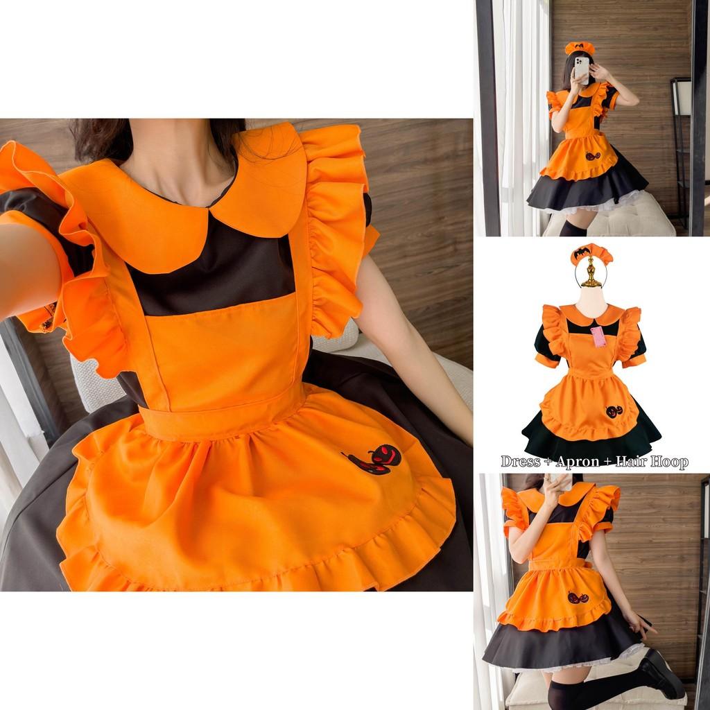 Enchanting Lolita Pumpkin Maid Costume Dress For Cosplay And Role Play