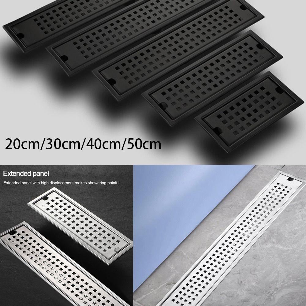 With Strainer Cover Shower Floor Drain Rectangle Shape Stainless Steel Bathroom Sink Strainer Removable Anti-odor