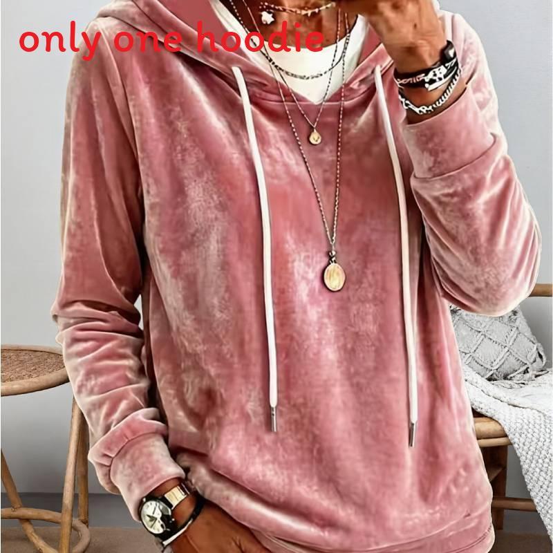 Velvet Hoodie With Solid Color For Womens Casual Autumn Winter Wear