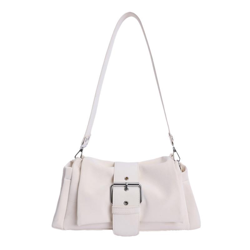 Multi Color Matte Soft PU Leather Ruched Shoulder Bag For Women Casual Underarm Bag With Metal Buckle Removable Strap Handbag