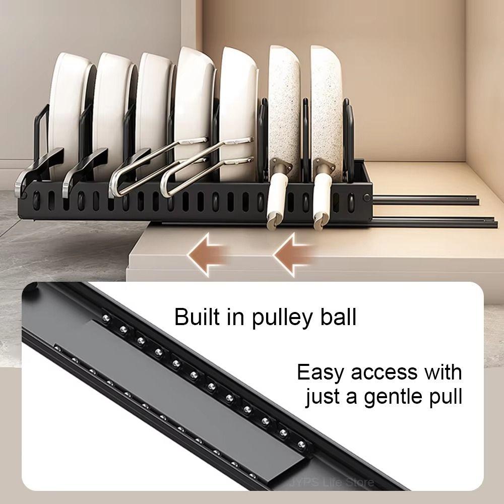 Multifunctional Pot Lid Holder Adjustable Dividers Kitchen Storage Rack Under-Sink Storage