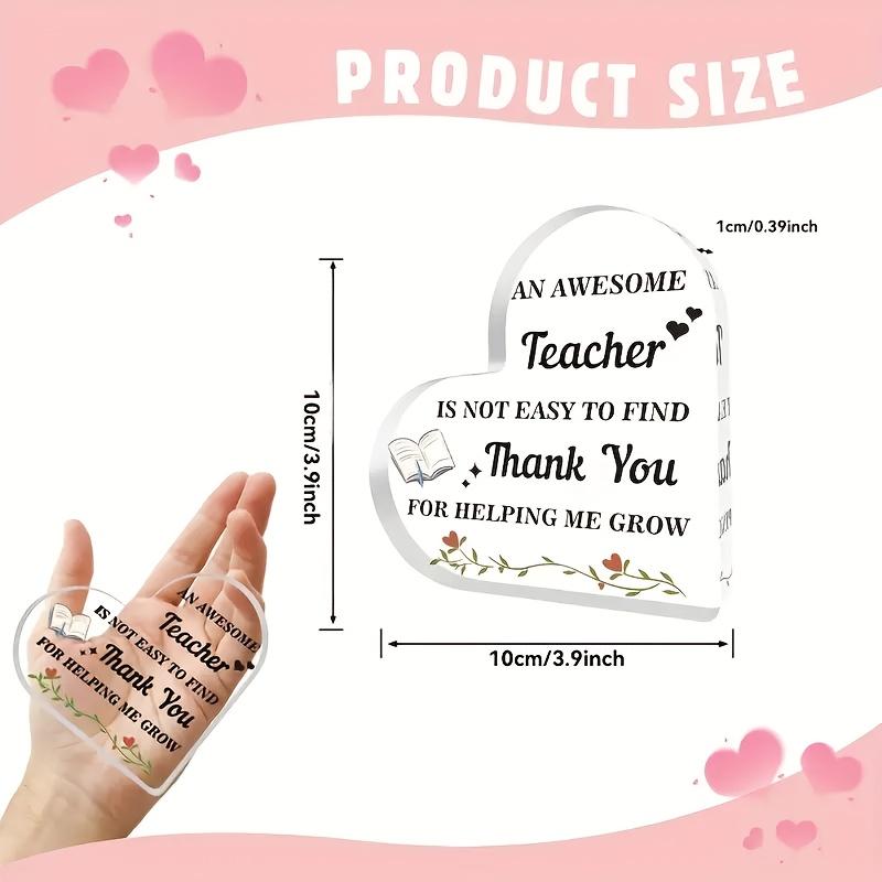 1pc Heart-Shaped Teacher's Day Gift - Acrylic Award with 'An Amazing Teacher Is Not Easy to Find' Message, Graduation/ End of Year/ Christmas Present 