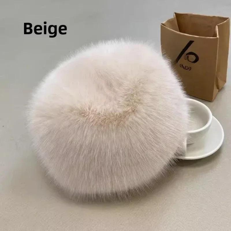 Warm Women's Winter Beanies Hat Fluffy Fur Bucket Hat for Women Plush Fisherman Hats Thicken Cold Snowy Day Panama Caps